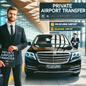 Private airport transfer Melbourne - a professional chauffeur car waiting at the airport.