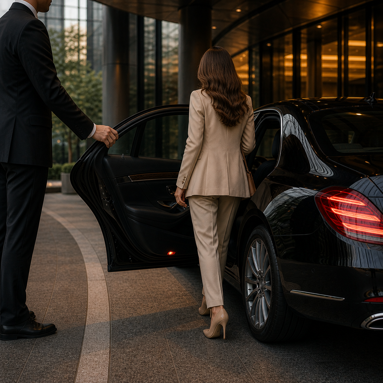 MAT professional chauffeur opening luxury car door for Melbourne airport transfer client